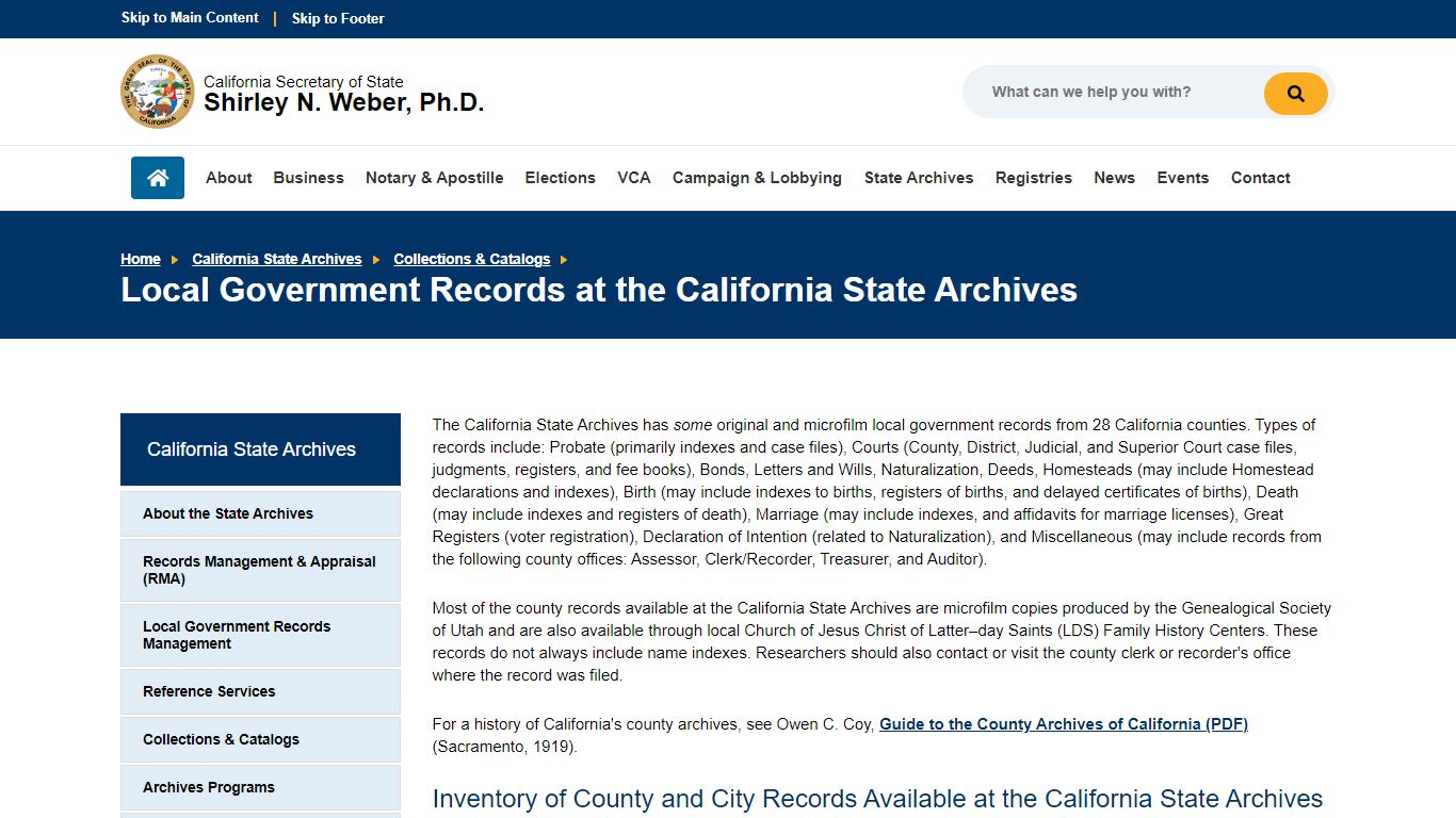 Local Government Records at the California State Archives